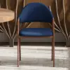Modern Blue Linen Dining Chair with Upholstered, 2 Pieces