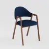 Modern Blue Linen Dining Chair with Upholstered, 2 Pieces