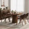 Modern Brown Linen Dining Chair with Upholstered, 2 Pieces