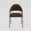 Modern Brown Linen Dining Chair with Upholstered, 2 Pieces