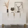 Aro 150 cm White Wood Sideboard with Cabinets & Adjustable Shelves