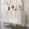 Aro 150 cm White Wood Sideboard with Cabinets & Adjustable Shelves