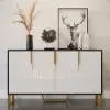 Aro 59" White & Black Wood Sideboard with Cabinets & Adjustable Shelves