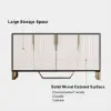 Aro 59" White & Black Wood Sideboard with Cabinets & Adjustable Shelves