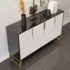 Aro 59" White & Black Wood Sideboard with Cabinets & Adjustable Shelves