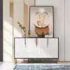 Aro 59" White & Black Wood Sideboard with Cabinets & Adjustable Shelves