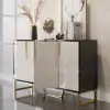 Aro 59" White & Black Wood Sideboard with Cabinets & Adjustable Shelves
