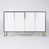 Aro 59" White & Black Wood Sideboard with Cabinets & Adjustable Shelves
