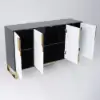 Aro 59" White & Black Wood Sideboard with Cabinets & Adjustable Shelves