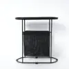 Modern Side Table Black End Table Metal Accent Oval Table Magazine Holder Sofa Table