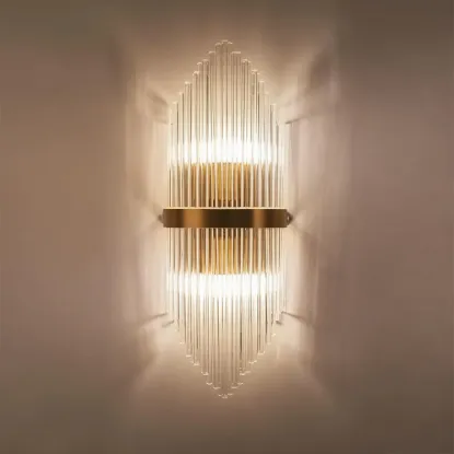 Striaged Gold Glass Wall Sconce Metal Vanity Wall Light for Bathroom