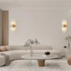 Striaged Gold Glass Wall Sconce Metal Vanity Wall Light for Bathroom