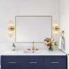 Striaged Gold Glass Wall Sconce Metal Vanity Wall Light for Bathroom
