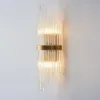 Striaged Gold Glass Wall Sconce Metal Vanity Wall Light for Bathroom