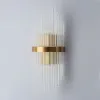 Striaged Gold Glass Wall Sconce Metal Vanity Wall Light for Bathroom