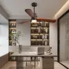 1320mm LED Ceiling Fan Light with 3 Blades & Glass Shade & Remote Control Black & Walnut