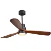 1320mm LED Ceiling Fan Light with 3 Blades & Glass Shade & Remote Control Black & Walnut