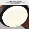 1320mm LED Ceiling Fan Light with 3 Blades & Glass Shade & Remote Control Black & Walnut