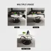 White Extendable Coffee Table with Ring-shaped Metal Pedestal