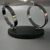 White Extendable Coffee Table with Ring-shaped Metal Pedestal