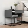Grey Bedroom Bedside Table with Drawer Bedside Table Metal Base