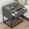 Grey Bedroom Bedside Table with Drawer Bedside Table Metal Base