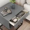 Grey Bedroom Bedside Table with Drawer Bedside Table Metal Base