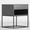 Grey Bedroom Bedside Table with Drawer Bedside Table Metal Base
