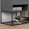 Grey Bedroom Bedside Table with Drawer Bedside Table Metal Base