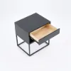 Grey Bedroom Bedside Table with Drawer Bedside Table Metal Base