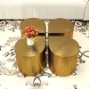 Modern Metal Side Table in Water Drop Design End Table in Brushed Gold Single Piece