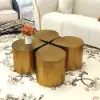 Modern Metal Side Table in Water Drop Design End Table in Brushed Gold Single Piece