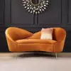 Picture of 1600mm Velvet Curved Sofa Small 2-Seater Sofa with Curve Back Upholstery in Orange