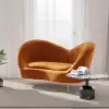 Picture of 1600mm Velvet Curved Sofa Small 2-Seater Sofa with Curve Back Upholstery in Orange