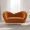 Picture of 1600mm Velvet Curved Sofa Small 2-Seater Sofa with Curve Back Upholstery in Orange