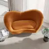 Picture of 1600mm Velvet Curved Sofa Small 2-Seater Sofa with Curve Back Upholstery in Orange