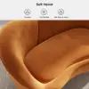 Picture of 1600mm Velvet Curved Sofa Small 2-Seater Sofa with Curve Back Upholstery in Orange