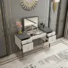 Picture of 4-Drawer Dressing Table Table with Flip Top Mirror White & Grey