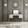 Picture of 4-Drawer Dressing Table Table with Flip Top Mirror White & Grey