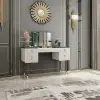 Picture of 4-Drawer Dressing Table Table with Flip Top Mirror White & Grey