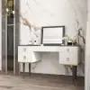 Picture of 4-Drawer Dressing Table Table with Flip Top Mirror White & Grey