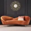 236 cm Velvet Upholstered Curved Sofa with Gold Legs – Orange Large