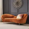 236 cm Velvet Upholstered Curved Sofa with Gold Legs – Orange Large