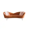 236 cm Velvet Upholstered Curved Sofa with Gold Legs – Orange Large