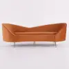 236 cm Velvet Upholstered Curved Sofa with Gold Legs – Orange Large