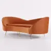 236 cm Velvet Upholstered Curved Sofa with Gold Legs – Orange Large