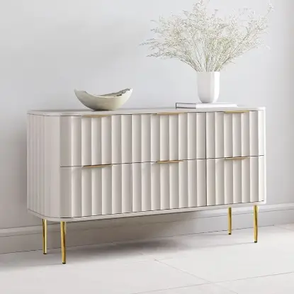 1200 mm Fluted White 6-Drawer Dresser