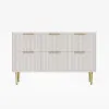 1200 mm Fluted White 6-Drawer Dresser