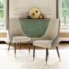Diamic Gray Faux Leather Dining Chairs with Upholstered, 2 Pieces