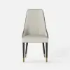 Diamic Gray Faux Leather Dining Chairs with Upholstered, 2 Pieces